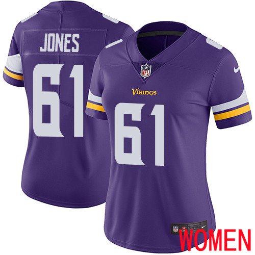 Minnesota Vikings #61 Limited Brett Jones Purple Nike NFL Home Women Jersey Vapor Untouchable